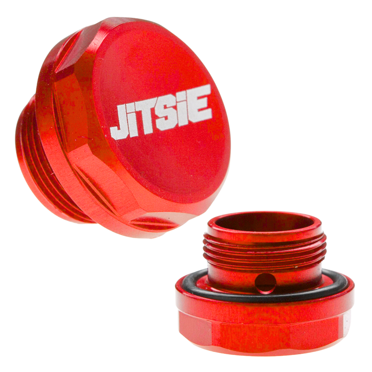 Tappo vaschetta maggiorato in alluminio CNC rosso Jitsie per carburatore Keihin PWK 28mm