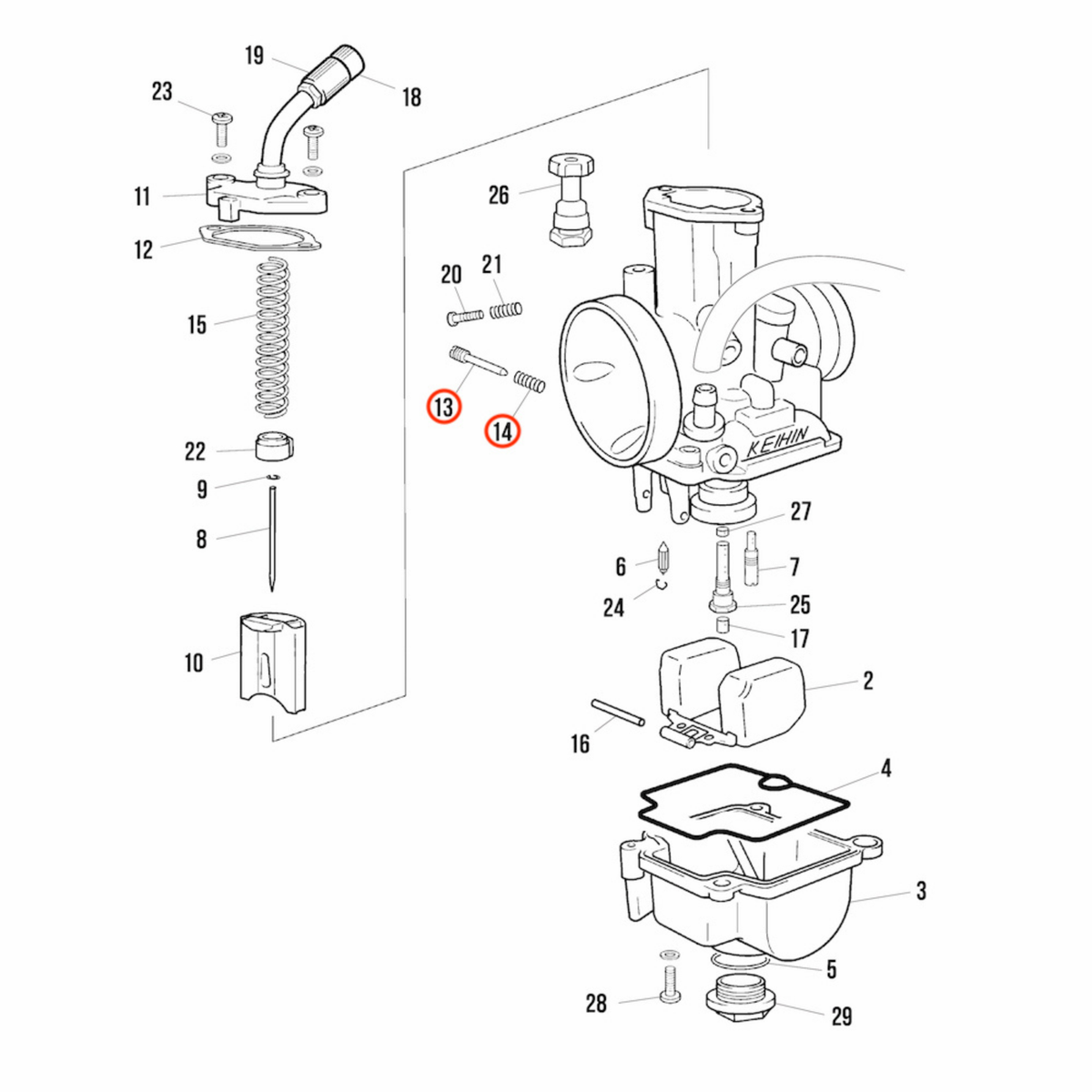 Kit vite aria in ottone Jitsie completo con molla rondella e o-ring per carburatore Keihin PWK 28mm