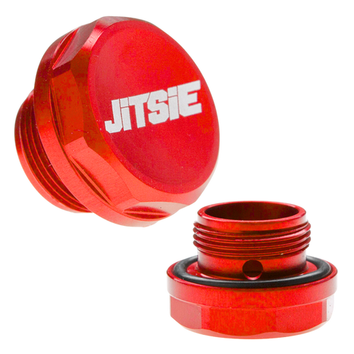 Tappo vaschetta maggiorato in alluminio CNC rosso Jitsie per carburatore Keihin PWK 28mm