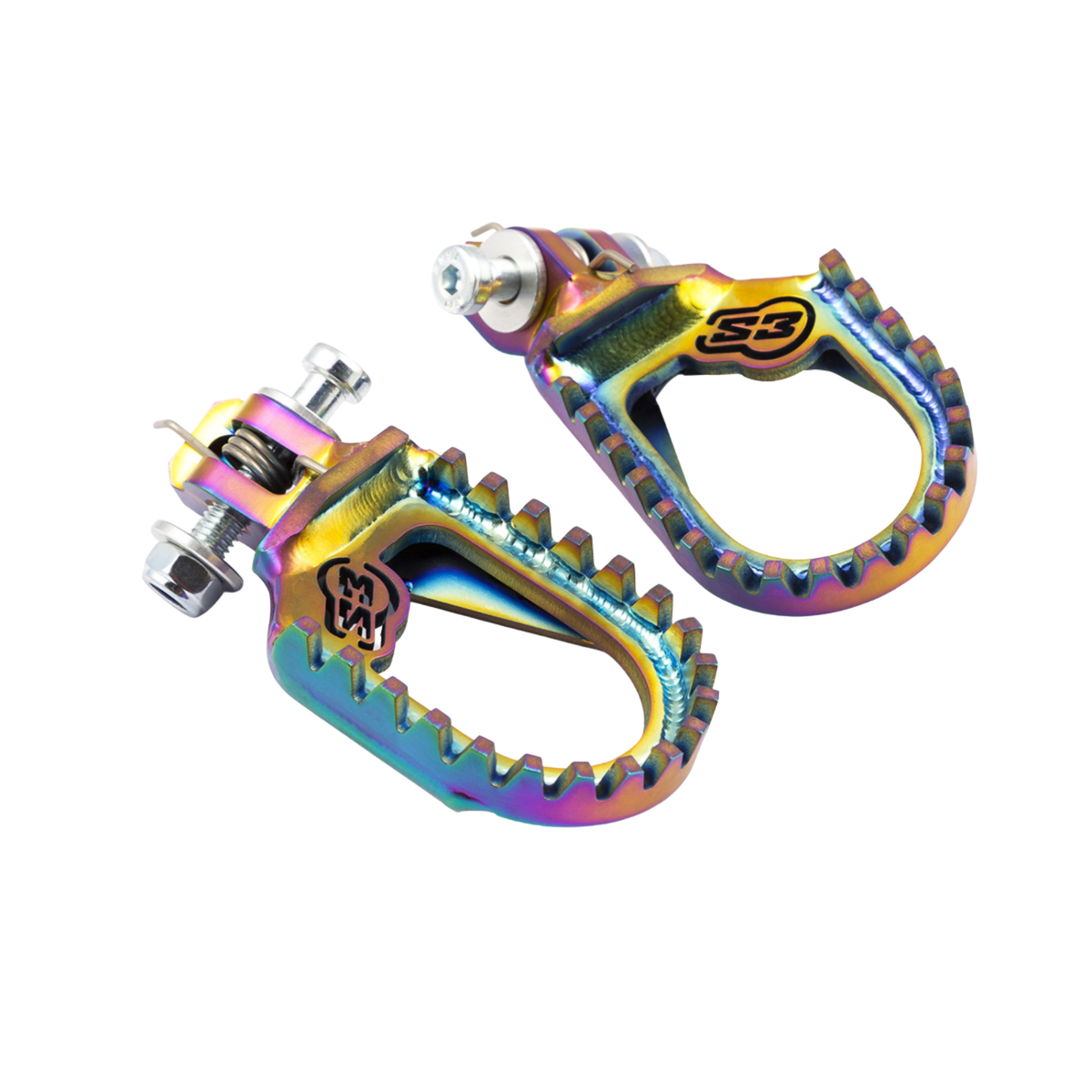 Pedane trial S3 Punk in Titanio Grado 5 Rainbow iridescente TITR-55A con perni e molle
