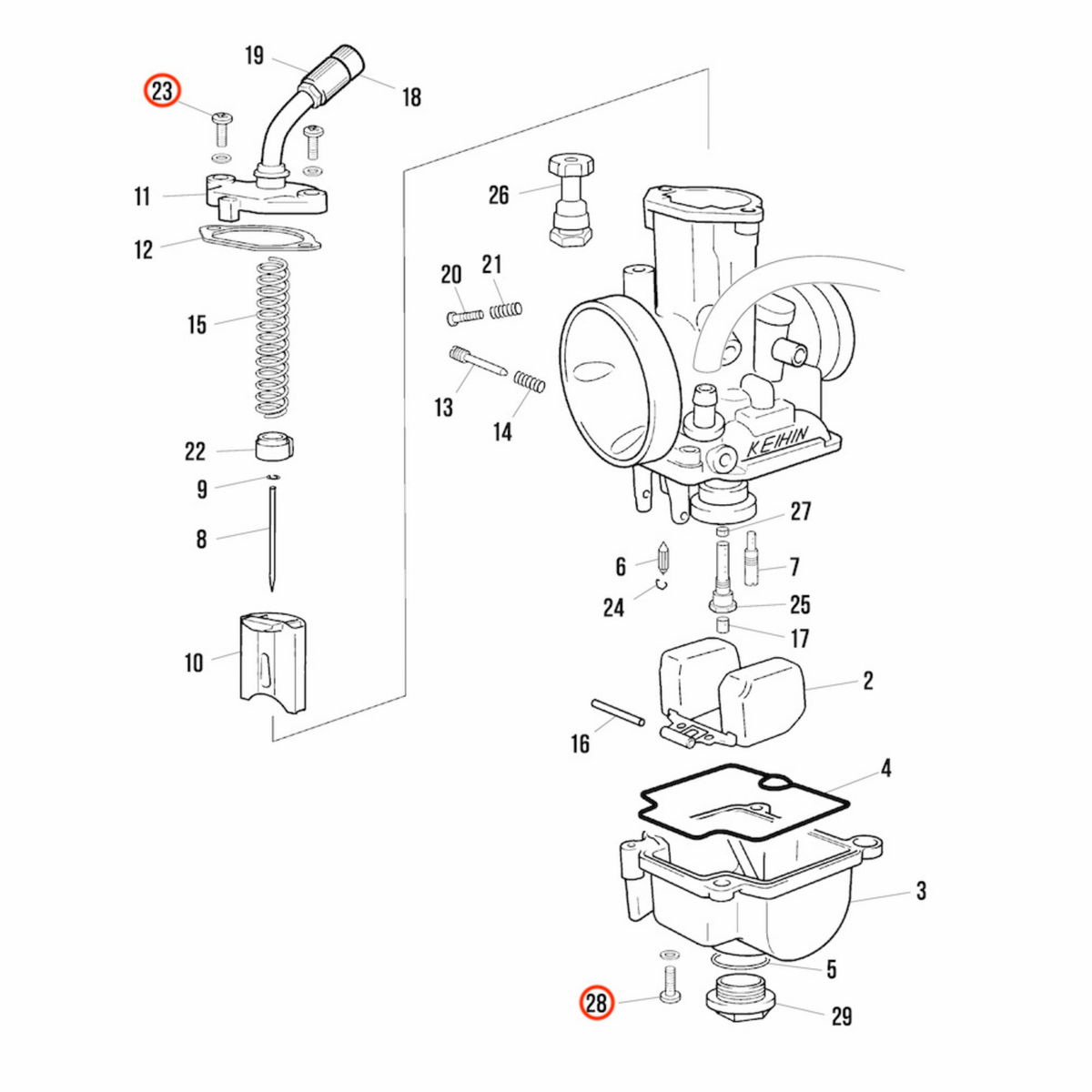 Kit 4 viti a brugola Jitsie per vaschetta e coperchio carburatore Keihin PWK 28mm