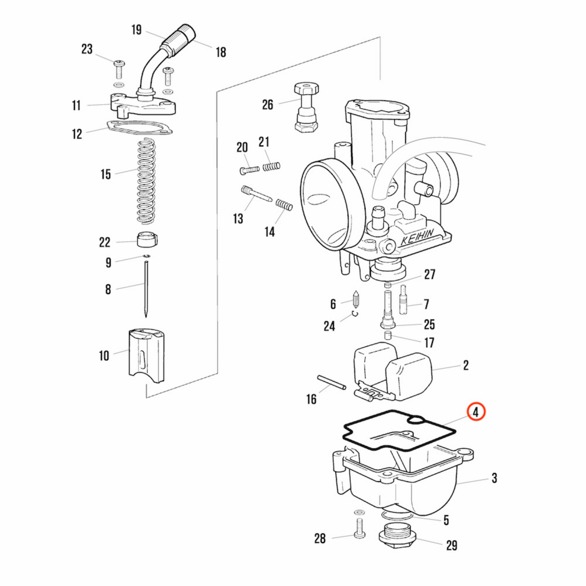 Guarnizione O-Ring vaschetta in gomma NBR Jitsie per carburatore Keihin PWK 28mm