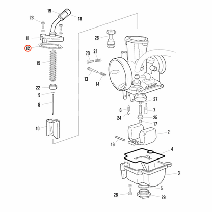 Guarnizione coperchio guarnizione superiore Jitsie per carburatore Keihin PWK 28mm