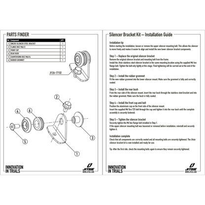 Kit staffa supporto silenziatore Jitsie nero in alluminio e acciaio per Beta Sincro