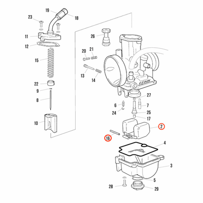 Galleggiante con perno Jitsie di ricambio per carburatore Keihin PWK 28mm
