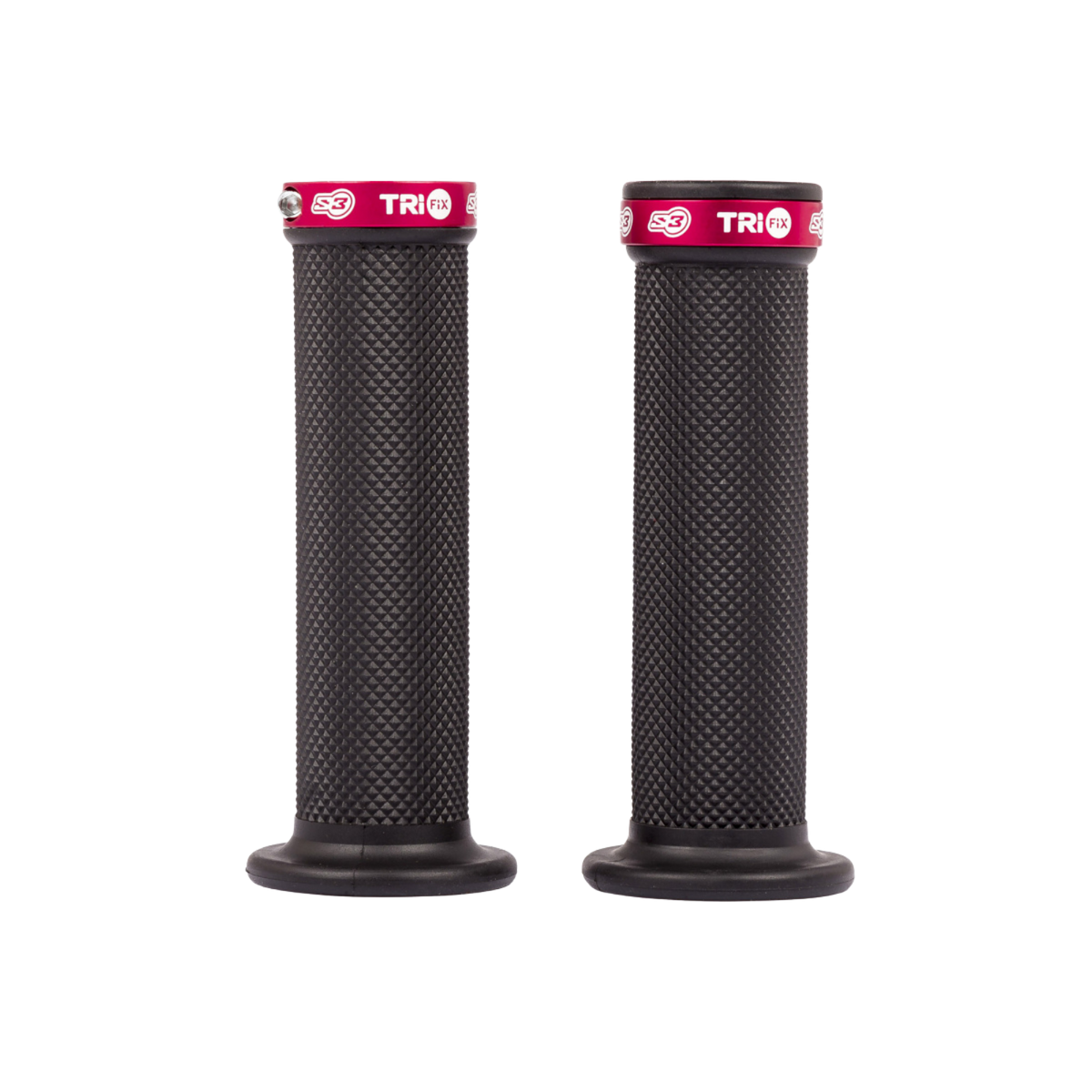 Manopole Trial S3 Tri Fix nere con collarino rosso