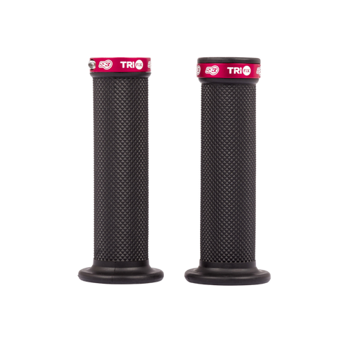 Manopole Trial S3 Tri Fix nere con collarino rosso
