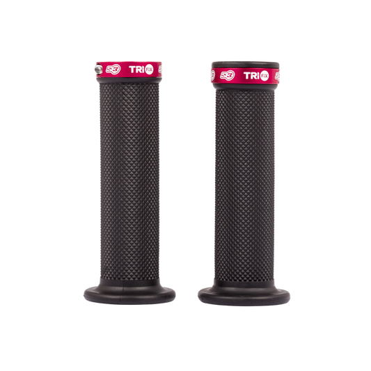 Manopole Trial S3 Tri Fix nere con collarino rosso