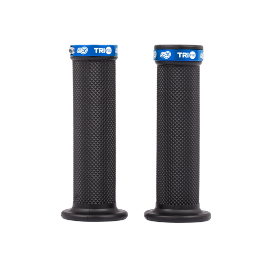 Manopole Trial S3 Tri Fix nere con collarino blu