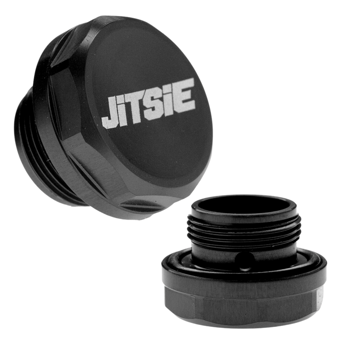 Tappo vaschetta maggiorato in alluminio CNC nero Jitsie per carburatore Keihin PWK 28mm